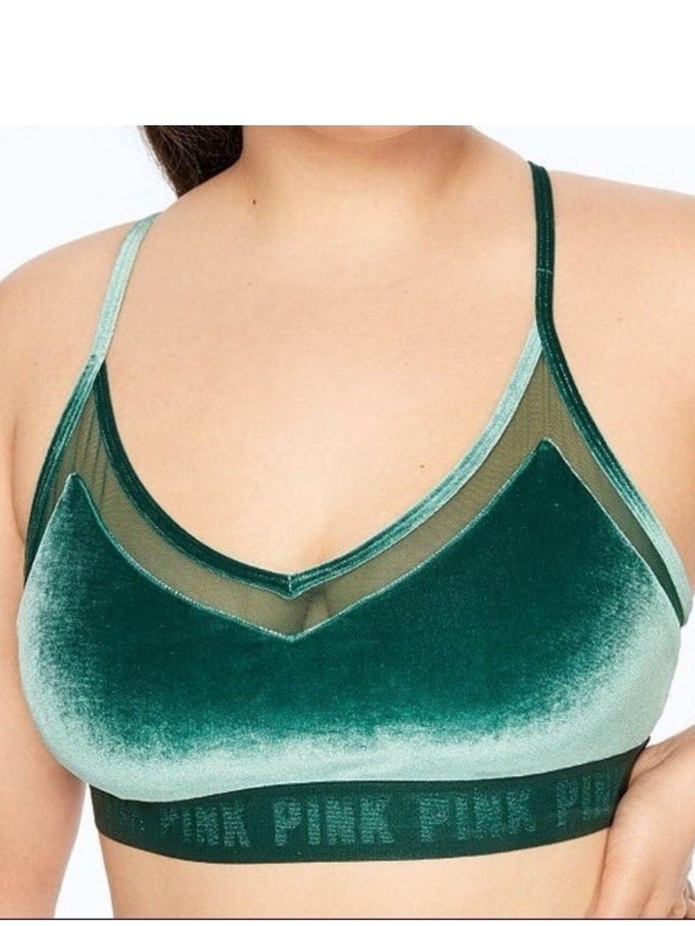 PINK Sport Victoria’s Secret Velvet and Mesh Ultimate Lightly Lined Bralette MED